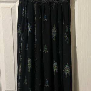 Lapogee Maxi Dress Womens S Black Paisley Print Long V neck Boho
